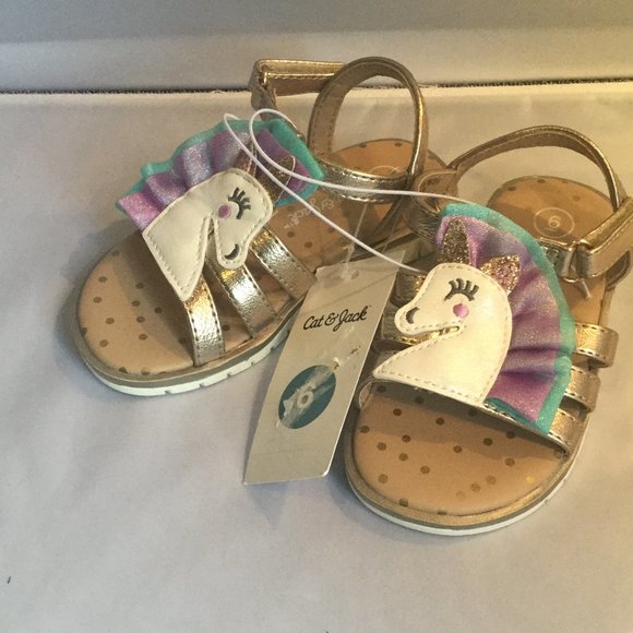 Cat & Jack Kailey Gold Unicorn Sandals - Picture 2 of 3